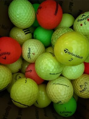 50 Neon Golf Ball Lot - Callaway, Titleist, and Taylor Made